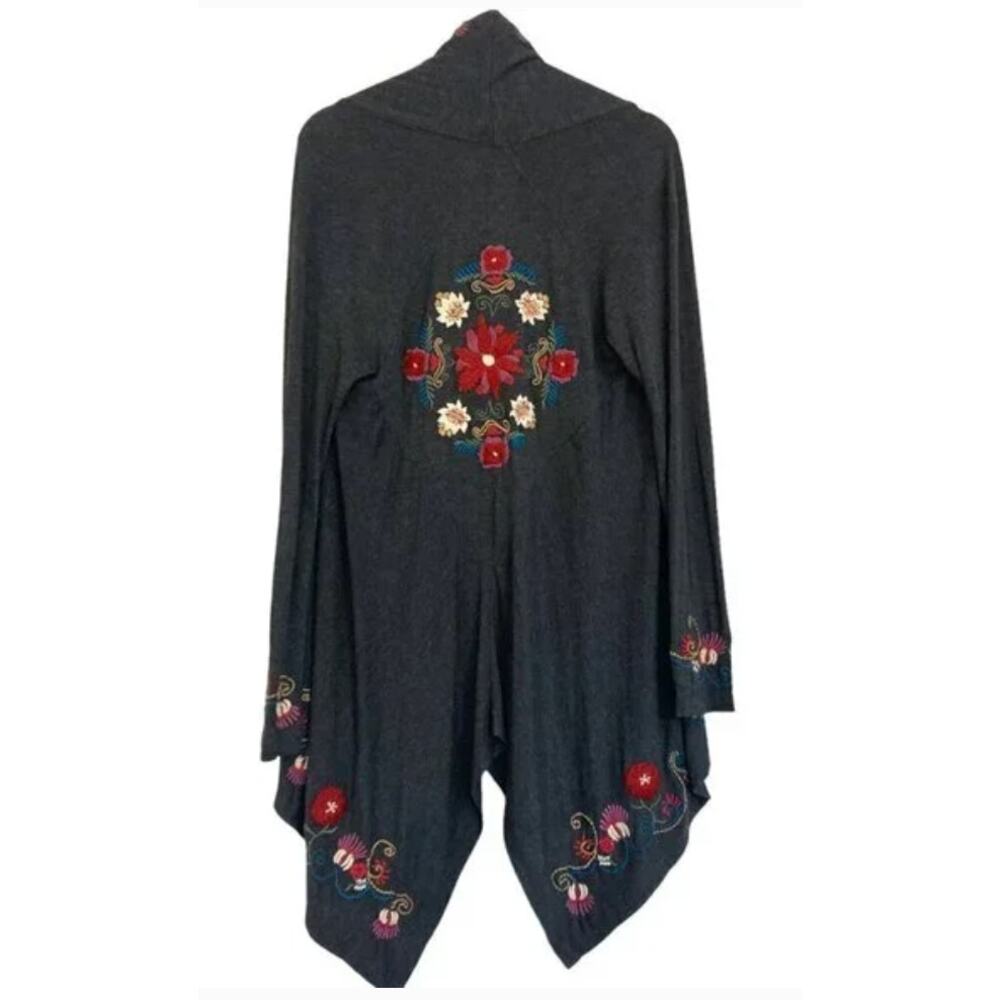 Caite Women's Gray Floral Embroidered Cardigan Duster Size 2X - Picture 4 of 16